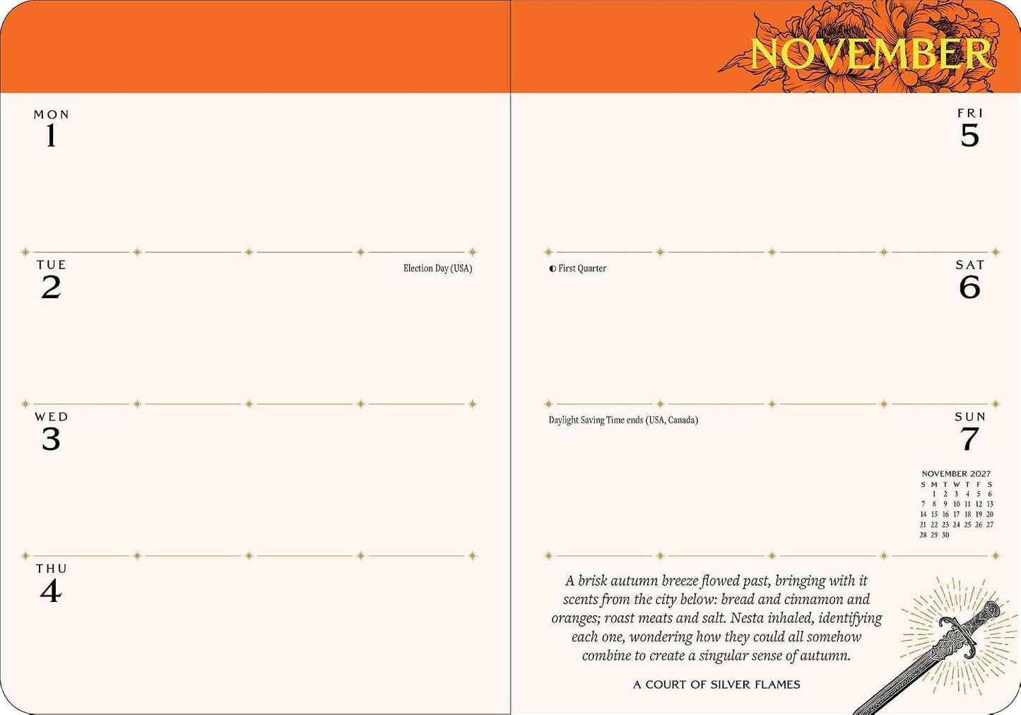 A Court of Thorns and Roses 2027 Monthly/Weekly Planner Calendar