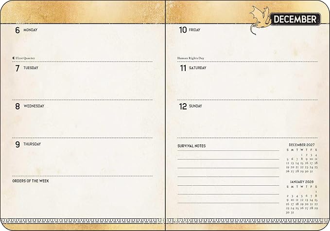 Fourth Wing 2027 Monthly/Weekly 12-Month Planner Calendar