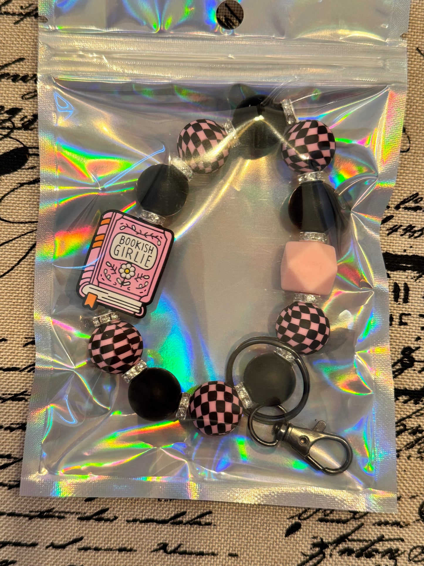 Bookish Girlie – Beaded Wristlet Keychain