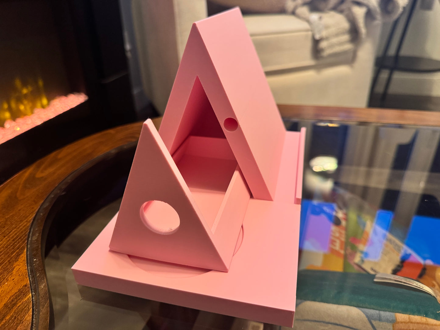 Pink Kindle Holder with Cup & Charm Slot | Cozy Reading Stand