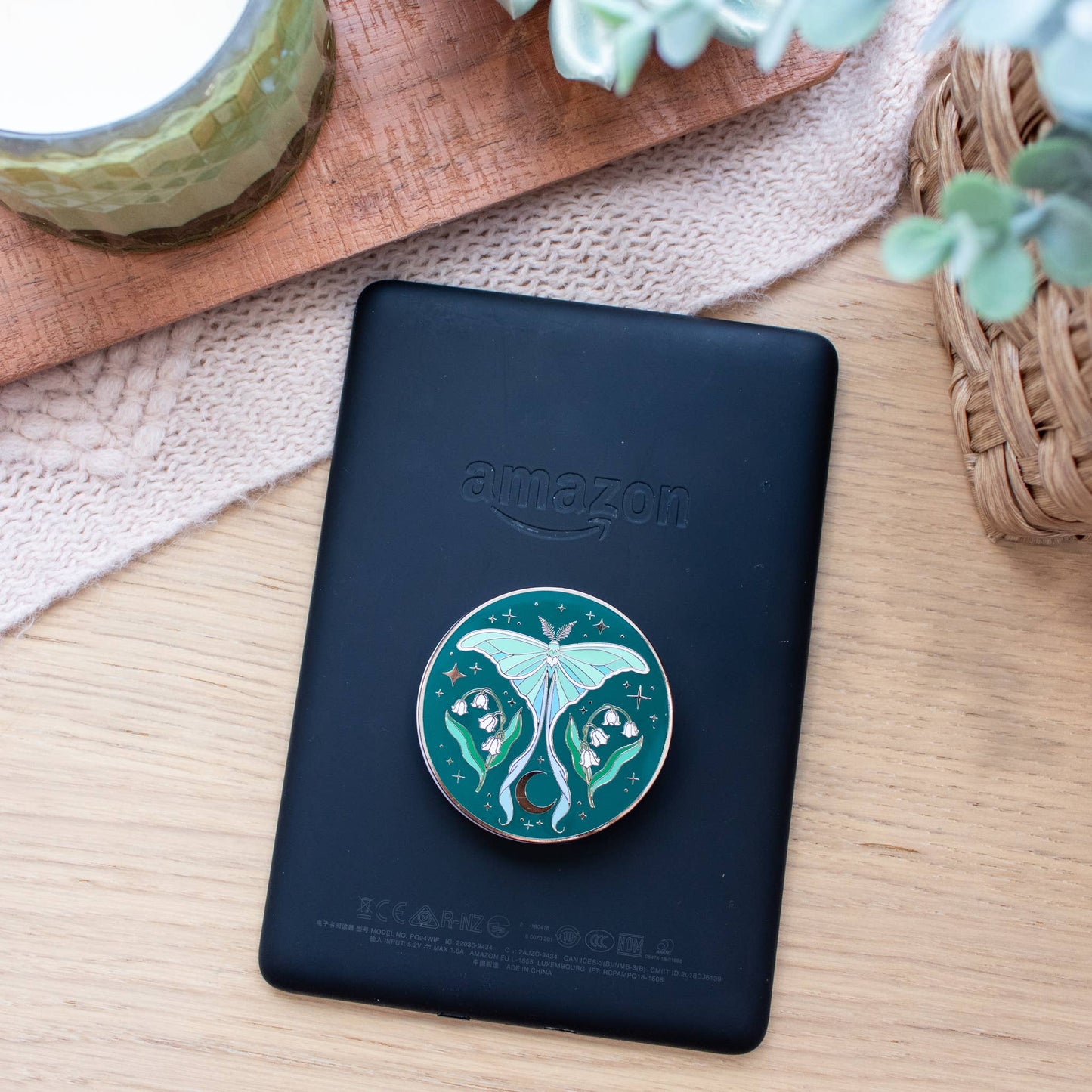 Enamel Luna Moth Phone/E-Reader Grip