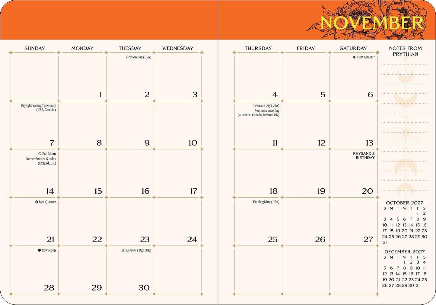 A Court of Thorns and Roses 2027 Monthly/Weekly Planner Calendar