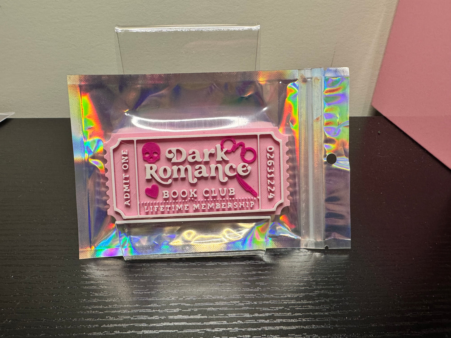 Dark Romance Book Club Movie Ticket | 3D Printed Reader Collectible (Pink)